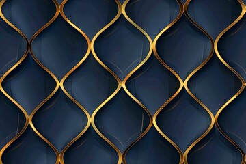 Abstract seamless luxury dark blue and gold geome