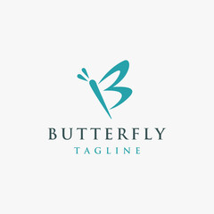 Fototapeta premium Abstract letter B for butterfly logo icon vector template on white background