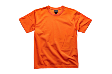 plain orange classic t-shirt , front view mockup ,isolated on transparent background