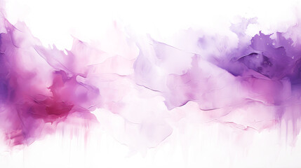 Purple and pink watercolor blend on blank canvas. on white and transparent background