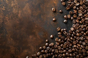 Plexiglas keuken achterwand Koffiebar Brown coffee grains and free space for your decor