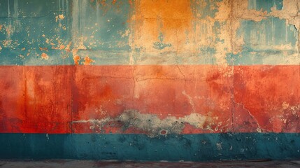 Grunge wall with red and blue paint