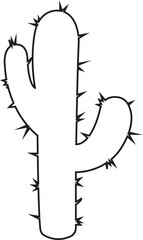 Cactus icon in trendy black line style with editable stock. Desert symbol. Botanica plant garden summer tropical illustration doodle. Large pack of vector silhouette design on transparent background.