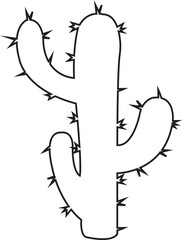 Cactus icon in trendy black line style with editable stock. Desert symbol. Botanica plant garden summer tropical illustration doodle. Large pack of vector silhouette design on transparent background.