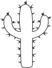 Cactus icon in trendy black line style with editable stock. Desert symbol. Botanica plant garden summer tropical illustration doodle. Large pack of vector silhouette design on transparent background.