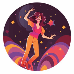 Disco woman cartoon cartoon vector illustration iso