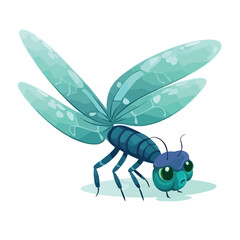 Dragonfly cartoon vector illustration isolated back