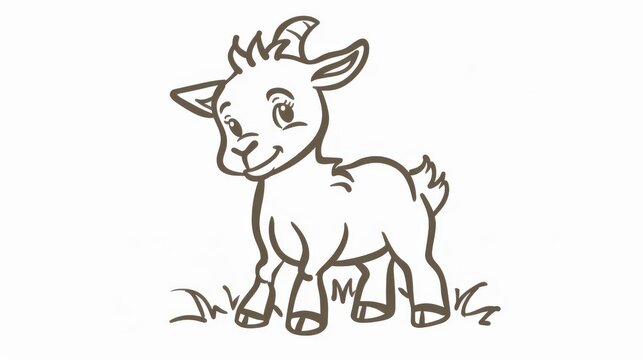  A grayscale illustration depicts a goat grazing on grass, with its head inclined