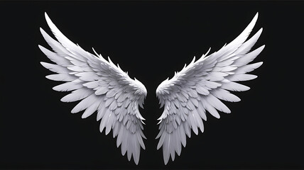Angel wings isolated on the black background, fantasy feather wings feather angel bird. ai - Powered by Adobe