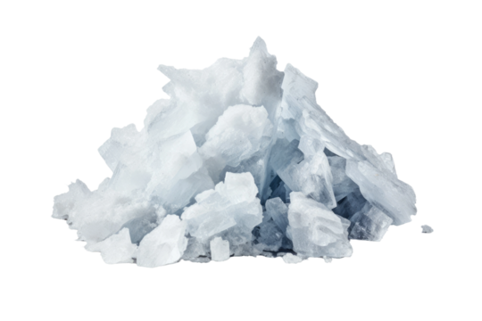 Glacial Cascade: A Captivating Pile of Ice on a Blank Canvas. On White or PNG Transparent Background.