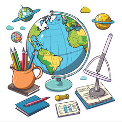Education and earth globe with academia related icon