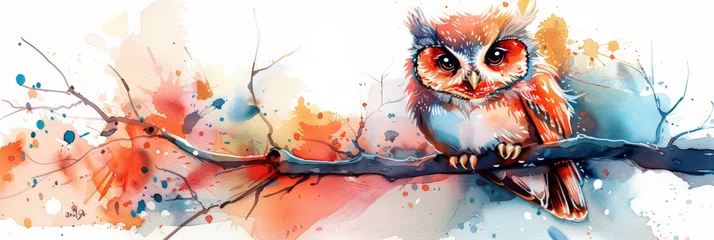 Foto op Aluminium Cute owl watercolor illustration  © fotogurmespb