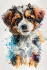 Cute puppy watercolor illustration