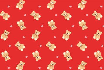 seamless pattern with teddy bears and hearts for banners, cards, flyers, social media wallpapers, etc.