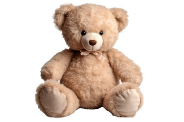 Obraz premium The Wise Teddy Bear: A Brown Companion Resting on a Blank Canvas. On White or PNG Transparent Background.