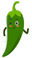 cute green chili paper cartoon caharacter