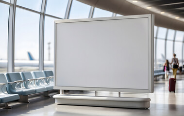 A large white billboard on the Airport, Billboard mockup concept, Place for text or image, Advertising