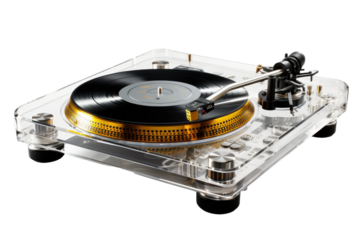 Spinning Melodies: A Turntable With a Record Player. On White or PNG Transparent Background.