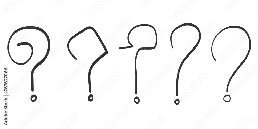 Poster set of hand drawn question marks. doodle questions marks. isolated on black and white. vector illust