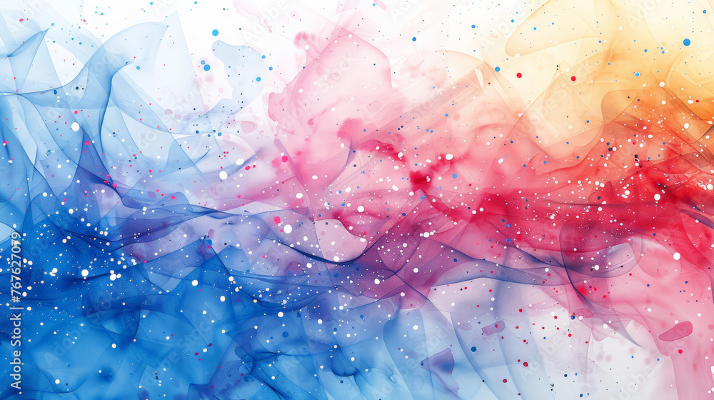 Aufkleber grid surface with splatters of watercolor paint abstract network background in science or technology