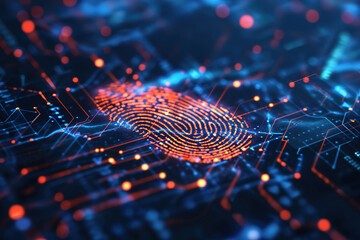 Representing secure access through biometric authentication, such as fingerprints - obrazy, fototapety, plakaty