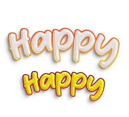 Happy Happy Format PNG.icon sign symbol design transparent background. Cute cartoon comics. Blanc place for text.sticker for banner, chat, web page, poster.  3d text render with gold effect, meta