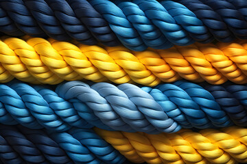colored twisted rope made of durable material close-up. nautical rope