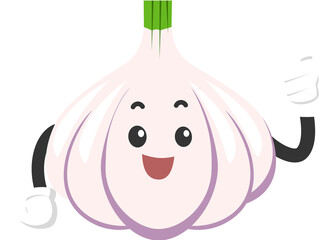 cute garlic character adorable face with strong pose