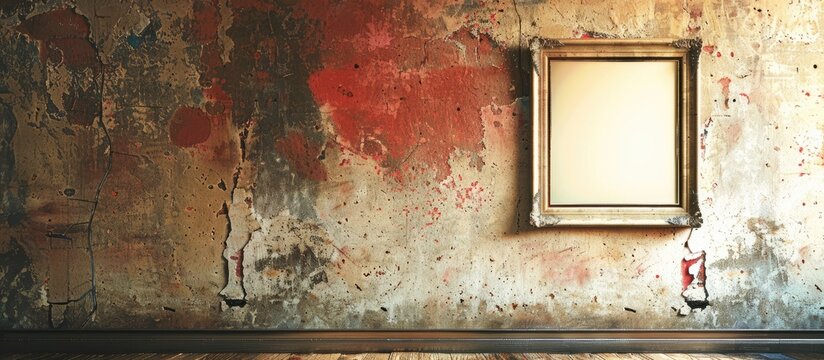 A blank picture frame is displayed on a wall in a room.