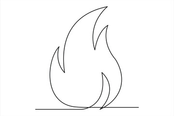 Continuous one line drawing fire art Vector illustration of white background
