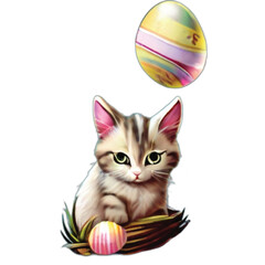 Fototapeta na wymiar Easter Cat Egg
