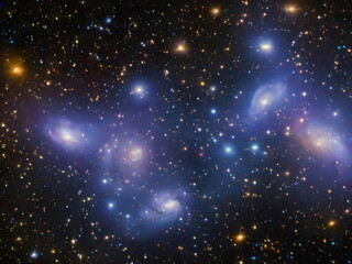 Fototapeta premium View of stars with blue galaxy, starry night sky.