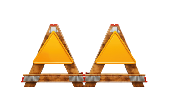 Mystical Yellow Triangle Wooden Sign. On White or PNG Transparent Background.