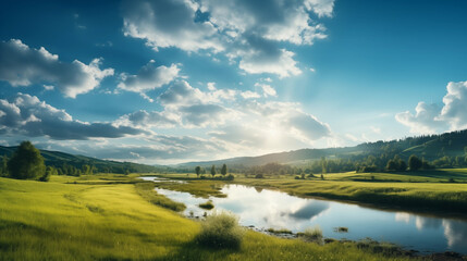 Gorgeous summer view adorned with cobalt skies, brilliant sunshine