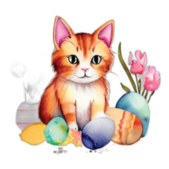 Fototapeta premium Easter Cat Egg
