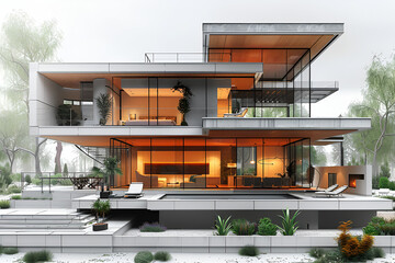 modern house with a balcony