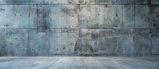 An empty space on the cement wall in the art exhibition. - obrazy, fototapety, plakaty