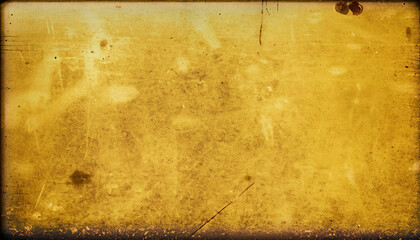 Artistic vintage photo with film grain, dust and scratches – yellow rusty metal plate for background textures - obrazy, fototapety, plakaty