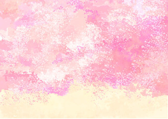 桜　春　ピンク　イエロー　水彩　背景　イメージ
