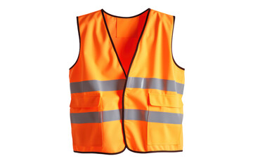 Vibrant Orange Safety Vest in a Blank Canvas. On White or PNG Transparent Background. - obrazy, fototapety, plakaty