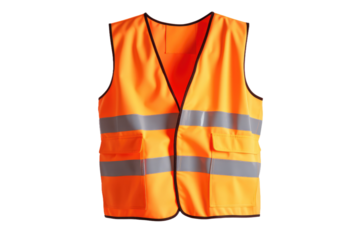 Vibrant Orange Safety Vest in a Blank Canvas. On White or PNG Transparent Background.