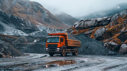 Building Material Transport: Dump Truck Carries Construction Rocks