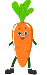 Orange carrot cartoon character adorable face with pose