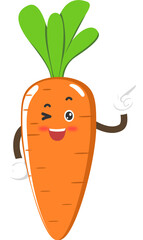 Orange carrot cartoon character adorable face with pose