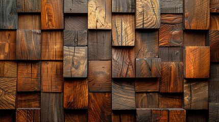 Wooden studio wall blocks. Wood panels wall texture. Generative AI