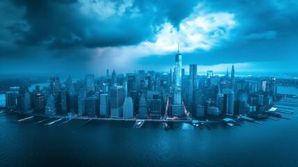 New York , USA in stormy day. - obrazy, fototapety, plakaty