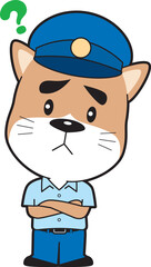 疑問を感じている犬ポリス