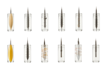 Eclectic Symphony of Writing Tools. On White or PNG Transparent Background.