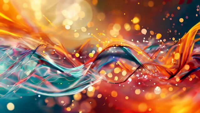 Abstract background with colorful lines and bokeh. Vector illustration.