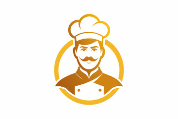 stylized restaurant and chef combined into an elegant, clean logo vector illustration